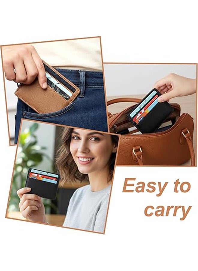 Small Credit Card Holder, Blocking Slim Credit Card Holder, Credits Cards Holders Wallet,Minimalist Cards Holders for Men & Women with 4 Slots, Black - Image 4